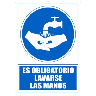 SEÑAL "OBLIGATORIO LAVARSE LAS MANOS" 210 X 297MM PVC AZUL ARCHIVO 2000 6173-13 AZ (Espera 4 dias)